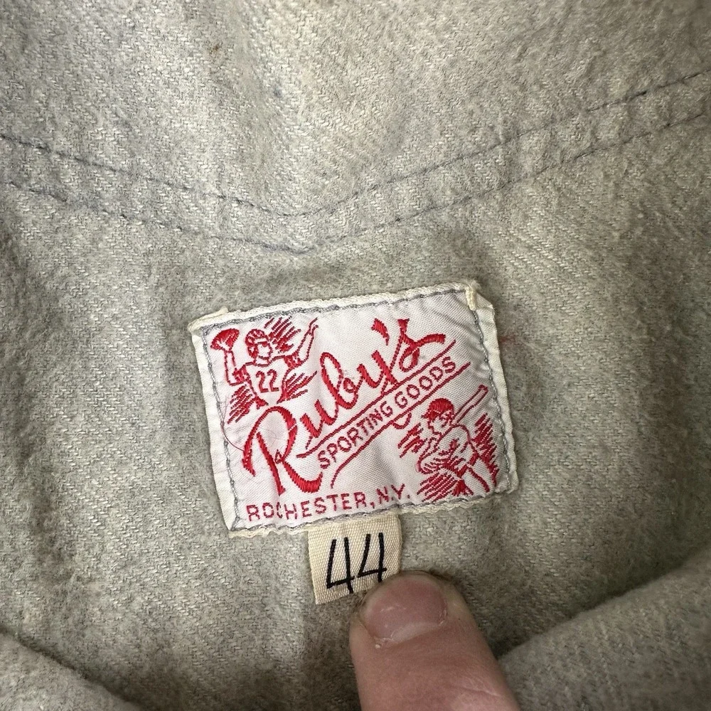 Vintage 30s 40s Baseball Jersey Mens 44 Gray Black Felt H Rubys Sorting‎ Goods